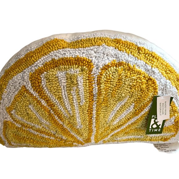 NWT! Fantastic PLACE & TIME Lemon Wedge Hooked Accent Pillow 20” x 11” - Picture 1 of 10
